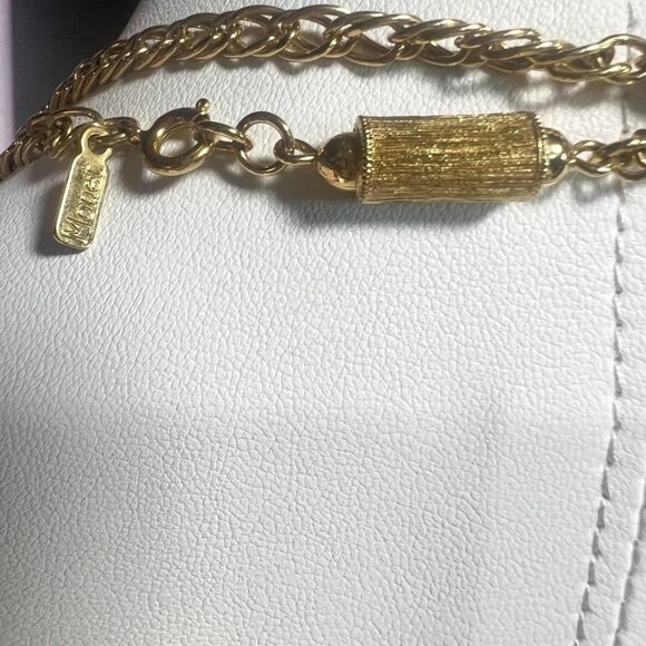 MCM Gold-Tone Monet 54' Necklace & Clip-On Earrings Combines Texture and Smooth - Picture 3 of 12